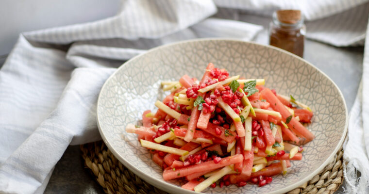 Watermelon, Green Apple and Mint Salad with Lime