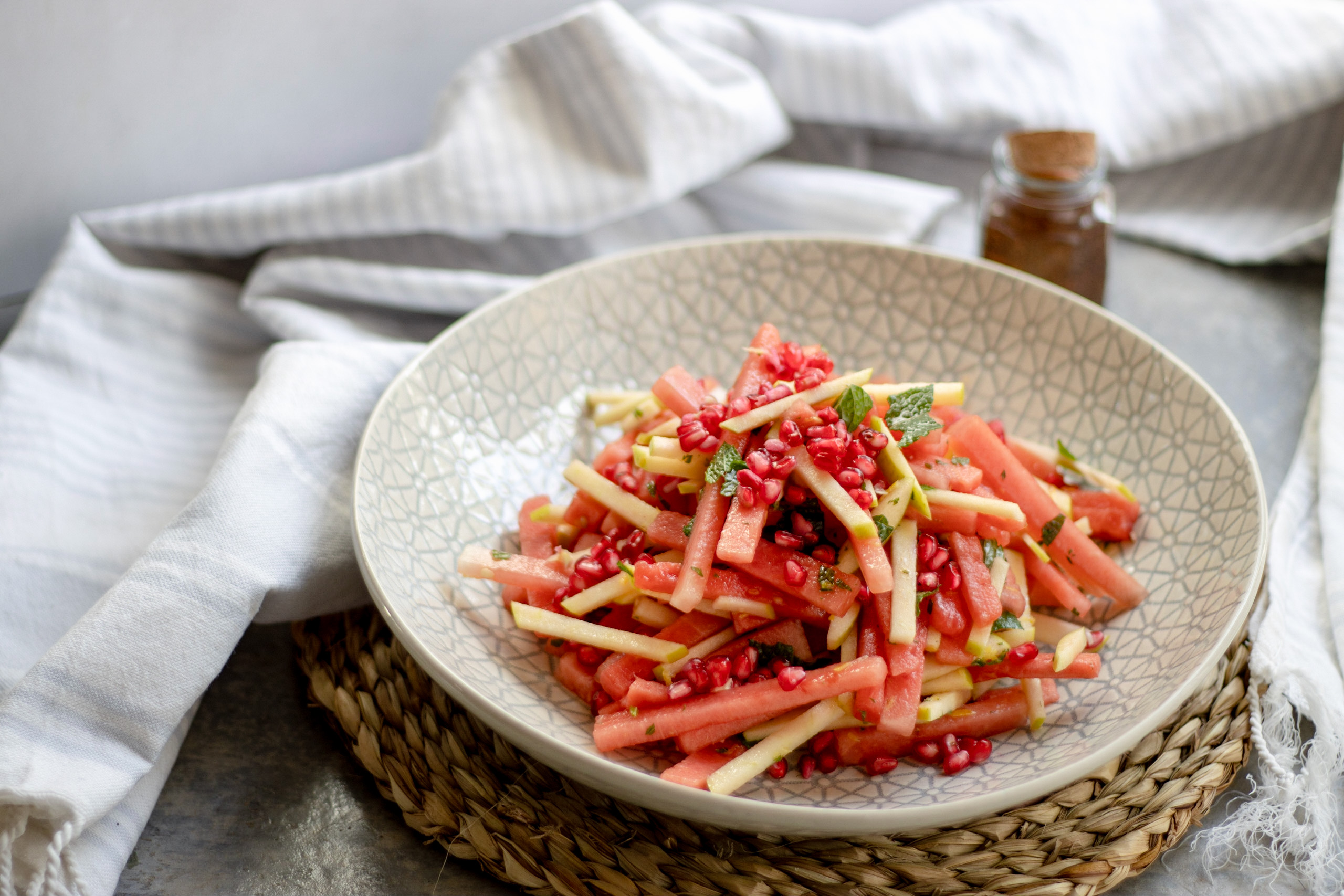 Watermelon, Green Apple and Mint Salad with Lime